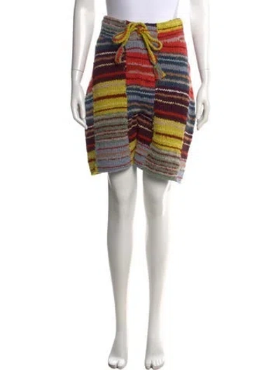 Pre-owned The Elder Statesman Striped Mini Shorts W/ Tags In Yellow
