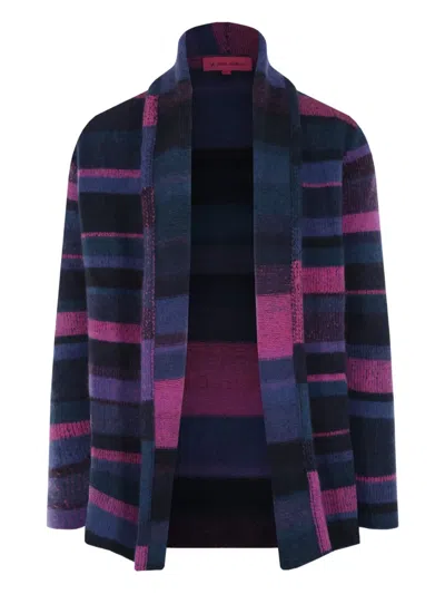 The Elder Statesman Striped Open-front Cardigan In Black
