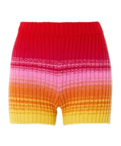 The Elder Statesman Morphe Striped Ribbed Cashmere Shorts In Pink