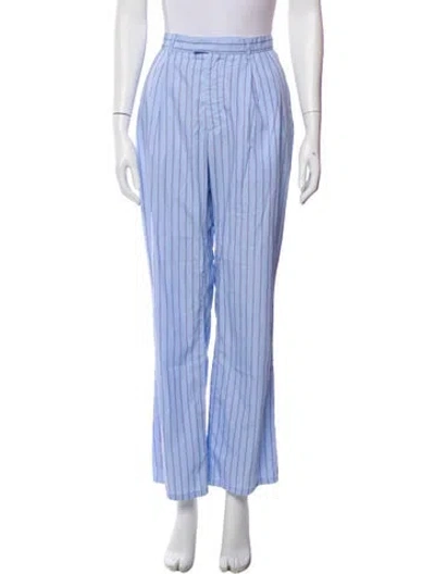 Pre-owned The Elder Statesman Striped Straight Leg Pants In Blue