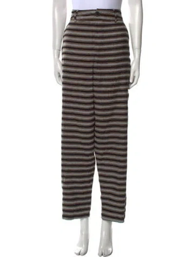 Pre-owned The Elder Statesman Striped Straight Leg Pants In Brown