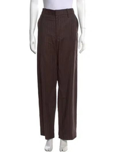 Pre-owned The Elder Statesman Striped Straight Leg Pants In Brown