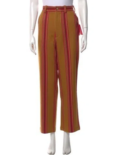 Pre-owned The Elder Statesman Striped Straight Leg Pants W/ Tags In Yellow