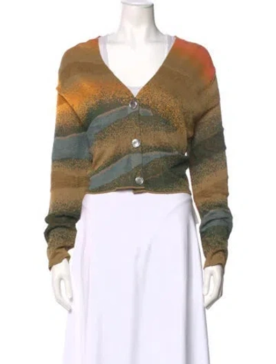 Pre-owned The Elder Statesman Striped V-neck Sweater In Multicolor