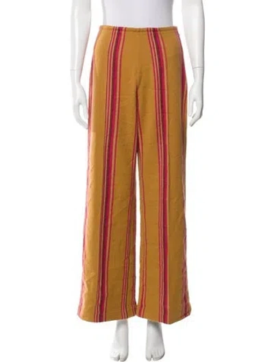 Pre-owned The Elder Statesman Striped Wide Leg Pants In Brown