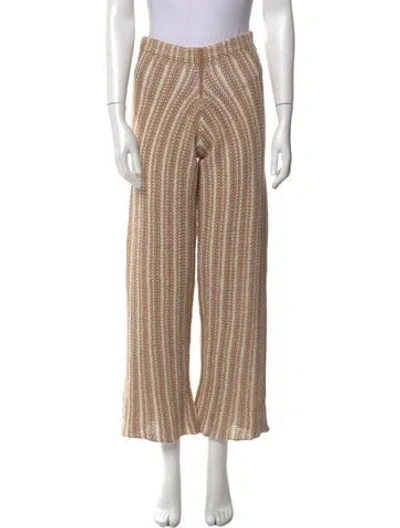 Pre-owned The Elder Statesman Striped Wide Leg Pants In Neutral