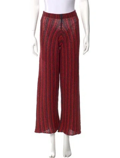 Pre-owned The Elder Statesman Striped Wide Leg Pants W/ Tags In Red