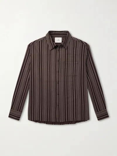 The Elder Statesman Striped Wool And Cashmere-blend Shirt In Brown