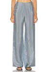 The Elder Statesman Striped Zip Pant In Blue