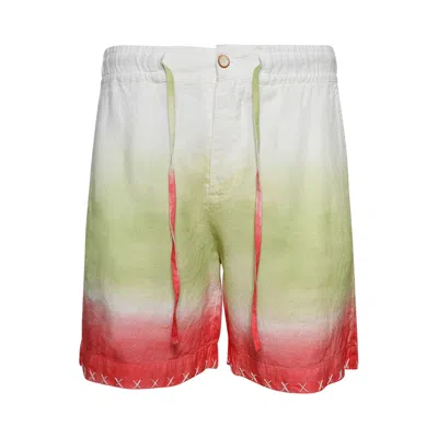 Pre-owned The Elder Statesman Sulfur Gradient Crop Short 'ivory/wasabi/fiery Coral' | Multi-color | Men's Size