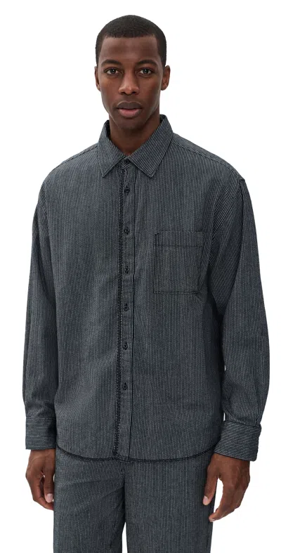 The Elder Statesman Summer Weave Pocket Shirt Twilight Chevron