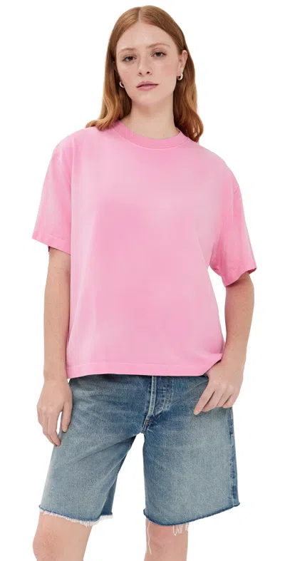 The Elder Statesman Sunbleached Oversized Tee Bubblegum In Pink