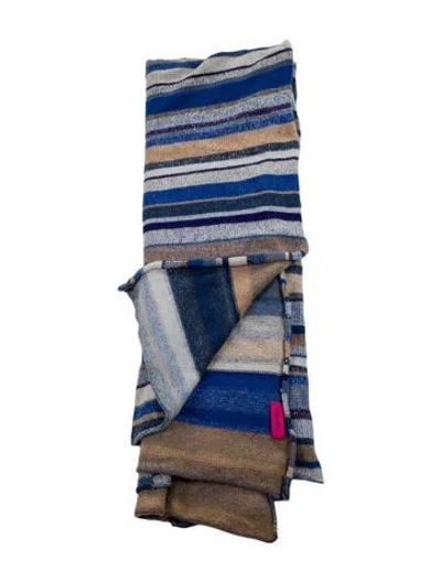 Pre-owned The Elder Statesman Super Soft Cashmere Blanket In Blue
