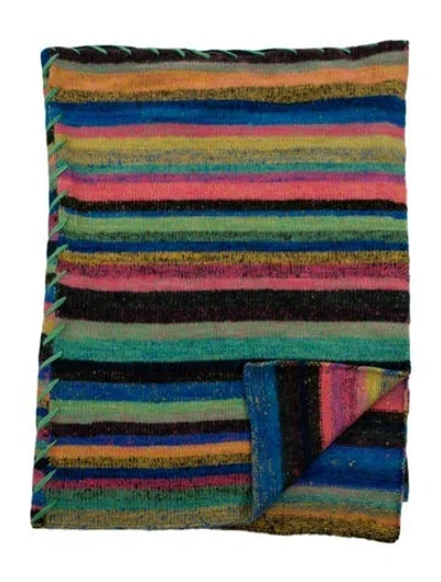 Pre-owned The Elder Statesman Super Soft Striped Cashmere Throw Blanket In Multi