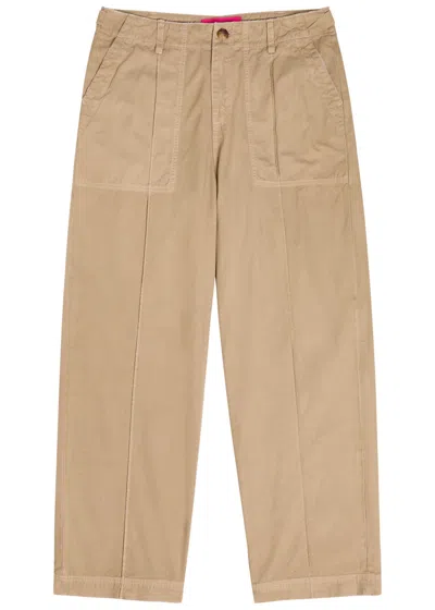 The Elder Statesman Surprise & Delight Embroidered Cotton-poplin Trousers In Brown