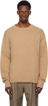 The Elder Statesman Tan Simple Crew Sweater In Multi