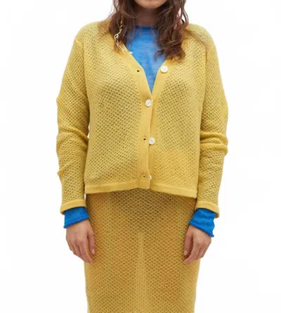 The Elder Statesman Tangled Stitch Cardigan In Sunbeam In Yellow