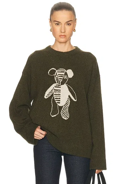 The Elder Statesman Teddy Sweater In Green