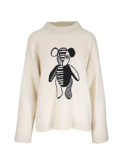 The Elder Statesman Teddy Intarsia-knit Cashmere Sweater In White