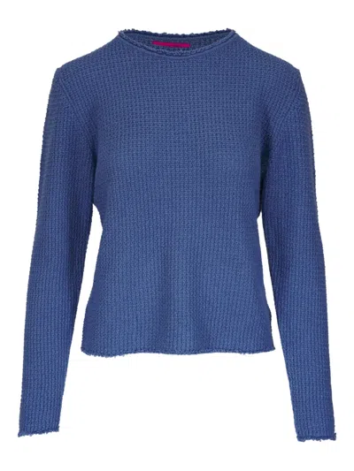 The Elder Statesman Textured Long-sleeve Sweater In Blue