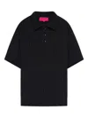 The Elder Statesman Textured Polo Shirt In Black