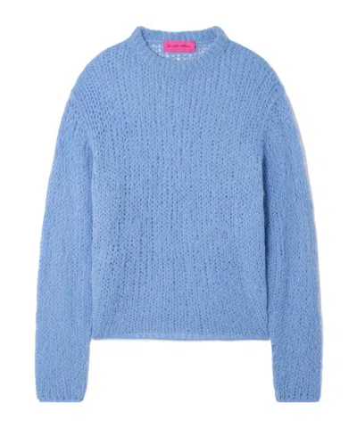 The Elder Statesman Thistle Brushed Alpaca-blend Sweater In Blue
