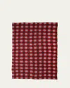 The Elder Statesman Thistle Gingham Blanket, 60" X 100" In Light Grey