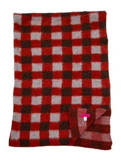 Pre-owned The Elder Statesman Thistle Gingham Blanket In Red