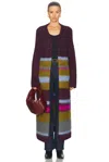The Elder Statesman Thistle Striped Alpaca-blend Cardigan In Merlot  Peacock  & Electric Pink