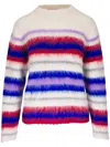 The Elder Statesman Thistle Vineyard Brushed Striped Alpaca-blend Sweater In Nude