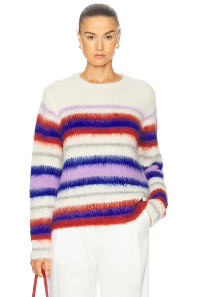 The Elder Statesman Thistle Vineyard Brushed Striped Alpaca-blend Sweater In Ivrprssp