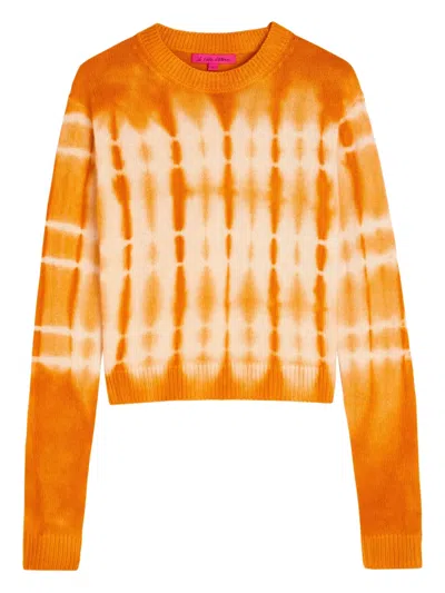 The Elder Statesman Tie-dye Crew-neck Sweater In Orange
