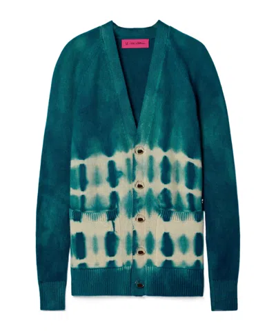 The Elder Statesman Tie-dye Cashmere Cardigan In Green