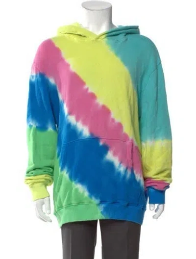 Pre-owned The Elder Statesman Tie-dye Print Crew Neck Hoodie In Blue