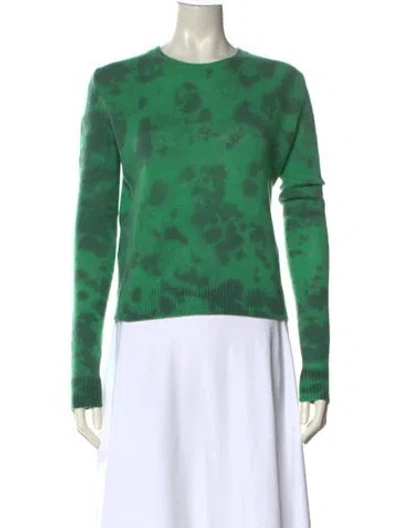 Pre-owned The Elder Statesman Tie-dye Print Crew Neck Sweater In Green
