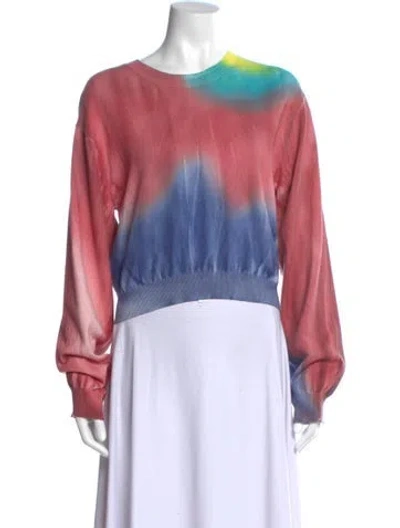 Pre-owned The Elder Statesman Tie-dye Print Crew Neck Sweater In Pink