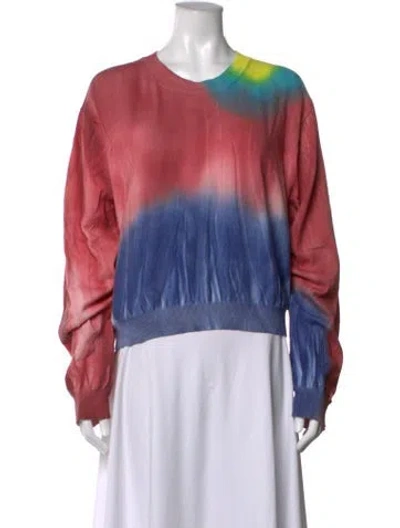Pre-owned The Elder Statesman Tie-dye Print Crew Neck Sweater W/ Tags In Pink