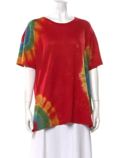 Pre-owned The Elder Statesman Tie-dye Print Crew Neck T-shirt In Red