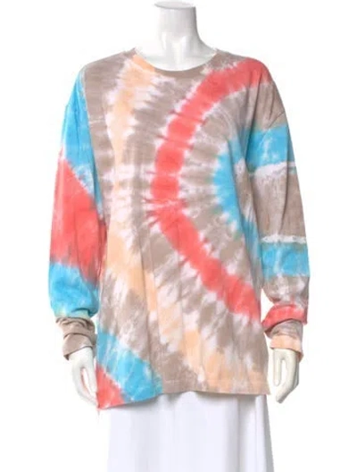 Pre-owned The Elder Statesman Tie-dye Print Crew Neck T-shirt W/ Tags In Orange