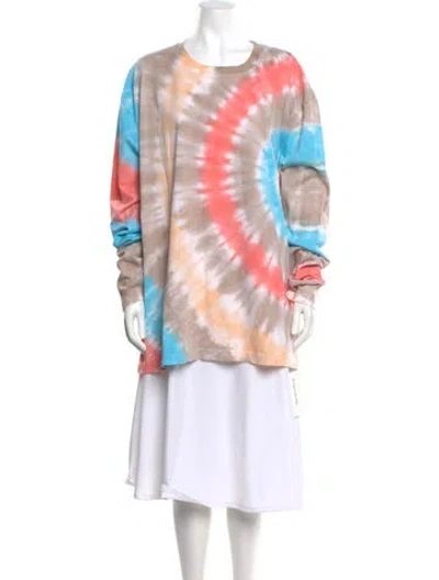 Pre-owned The Elder Statesman Tie-dye Print Crew Neck T-shirt W/ Tags In Orange