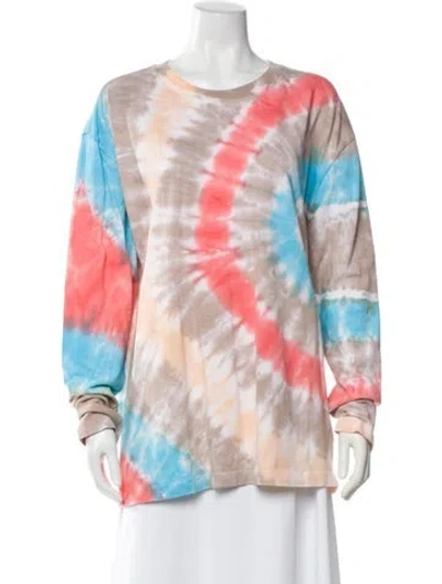Pre-owned The Elder Statesman Tie-dye Print Crew Neck T-shirt W/ Tags In Orange