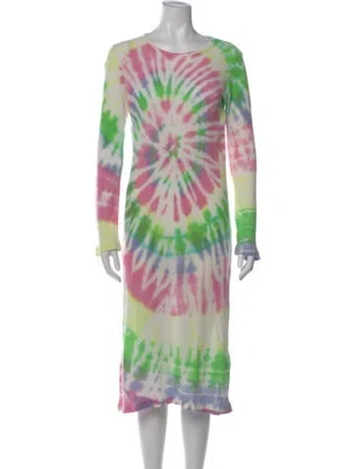 Pre-owned The Elder Statesman Tie-dye Print Long Dress In Green