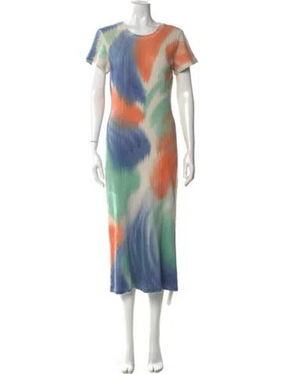 Pre-owned The Elder Statesman Tie-dye Print Long Dress In Neutral