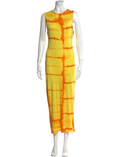 Pre-owned The Elder Statesman Tie-dye Print Long Dress In Yellow
