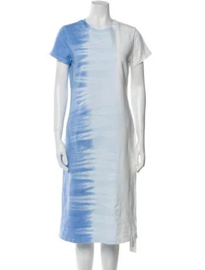 Pre-owned The Elder Statesman Tie-dye Print Midi Length Dress In Blue