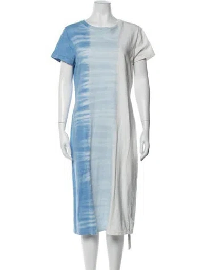 Pre-owned The Elder Statesman Tie-dye Print Midi Length Dress In Blue