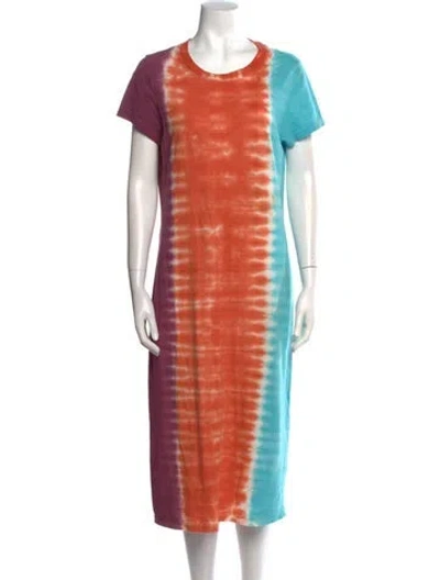 Pre-owned The Elder Statesman Tie-dye Print Midi Length Dress In Orange