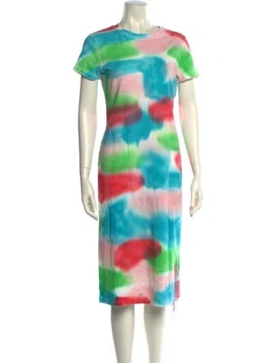 Pre-owned The Elder Statesman Tie-dye Print Midi Length Dress In Pink