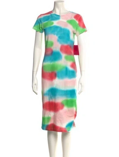 Pre-owned The Elder Statesman Tie-dye Print Midi Length Dress In Pink