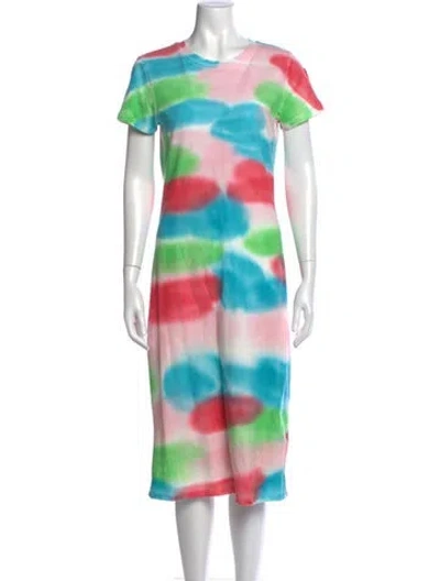 Pre-owned The Elder Statesman Tie-dye Print Midi Length Dress In Pink